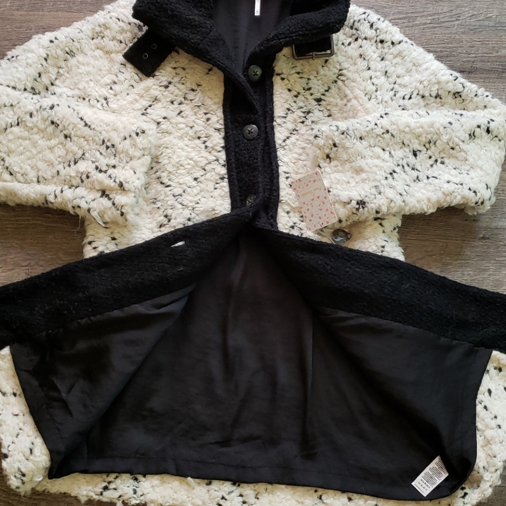 NWT! Free People High Collar Boucle Coat - Picture 9 of 14